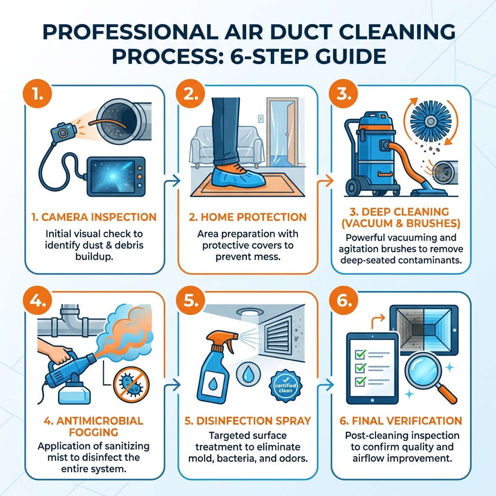 6-Step Air Duct Cleaning Process Infographic